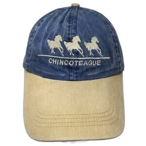 HATS Baseball Cap Blue One Size Embroidered Horse Chincoteague Souvenir hat